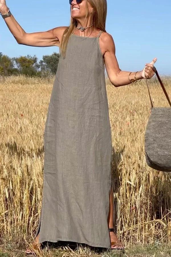 đ„100% vĂĄszonbĂłl - ujjatlan egyszĂnƱ lenvĂĄszon ruha