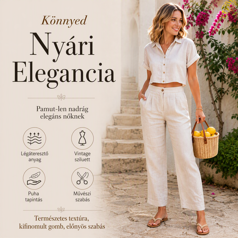Abszolút must-have🔥👖 Könnyű, lenvászon keverékből készült nadrág – folyékony eséssel és klasszikus egyenes szárral, ideális munkához vagy hétvégére
