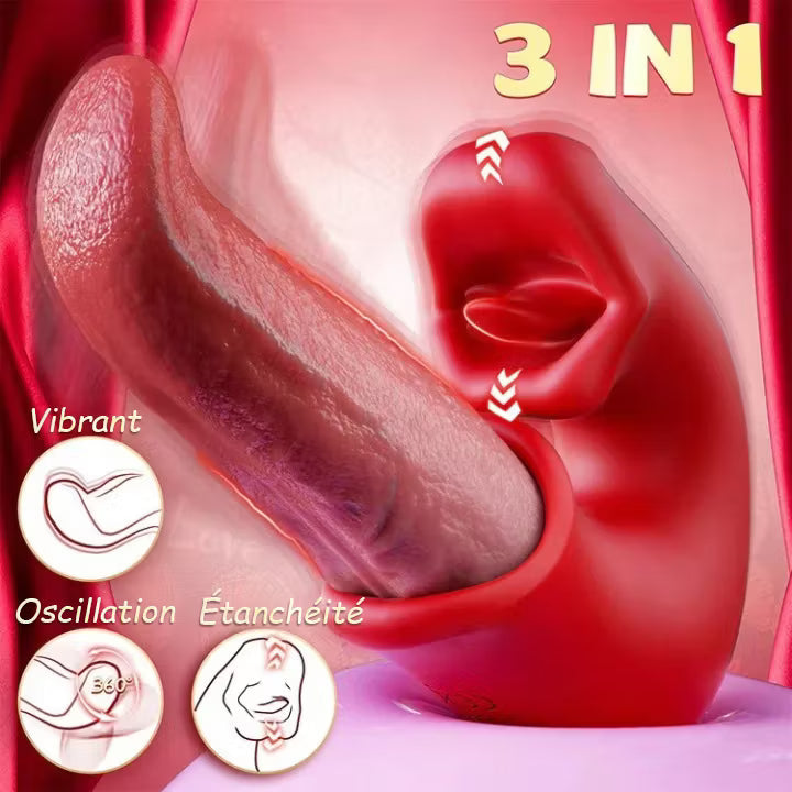 Arabella - 3 az 1-ben vibráló dildó G-pont, csikló és nyelv stimulációval, vízálló.