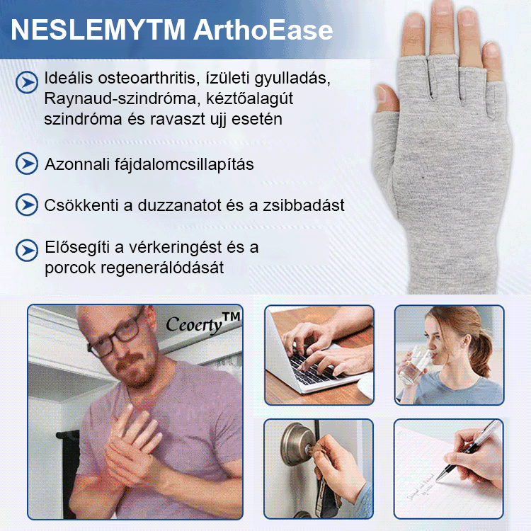 Szénszálas ujjatlan fájdalomcsillapító kesztyű