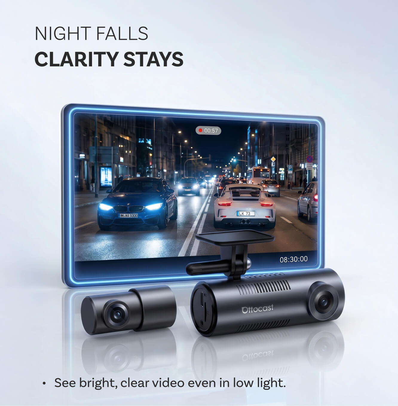 OttoSafe Cam 3 az 1-ben dupla autós kamera és vezeték nélküli CarPlay adapter