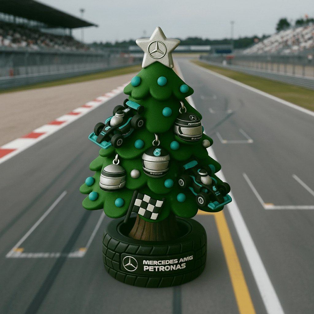 🎄🏎️ Miniatűr F1-es csapatstílusú karácsonyfa