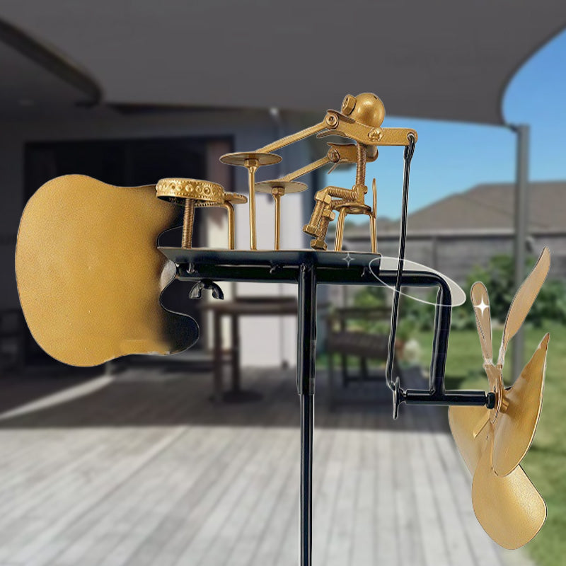 Kézzel készített fém szélmalom dobbal - talajdíszítéssel