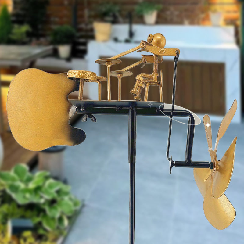 Kézzel készített fém szélmalom dobbal - talajdíszítéssel