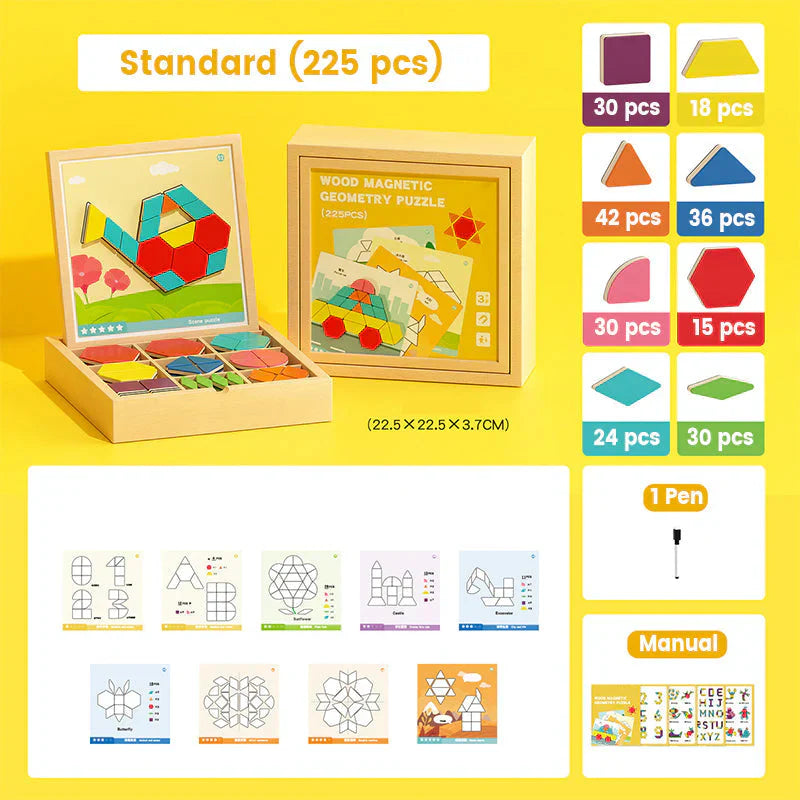🎁 A tökéletes ajándék! Mágneses fa puzzle készlet mágneses mintákkal 🧠🧩